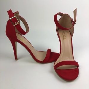 Red Ankle Strap High Heels